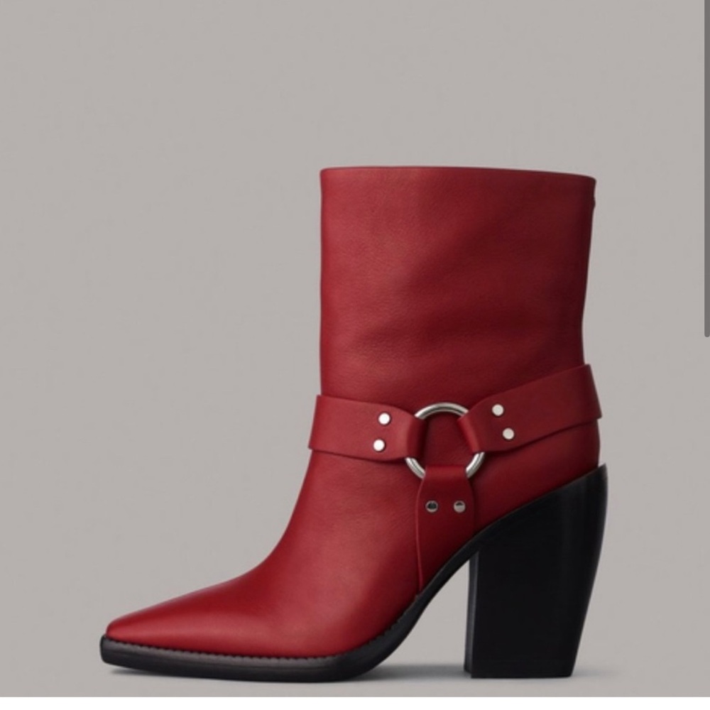 Rag & Bone Red Leather Moto Boots